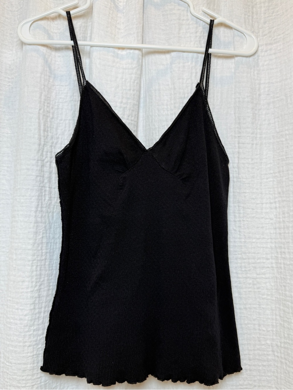 We The Free Black Ribbed V-Neck Cami Tank